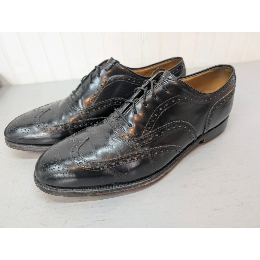 Johnston & Murphy Leather Wingtip Oxford Brogue Dress Shoes Men's 11.5‎ B Black